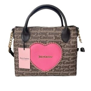 Juicy Couture Dark Brown Love Never Dies Mini Tote with Pink Heart